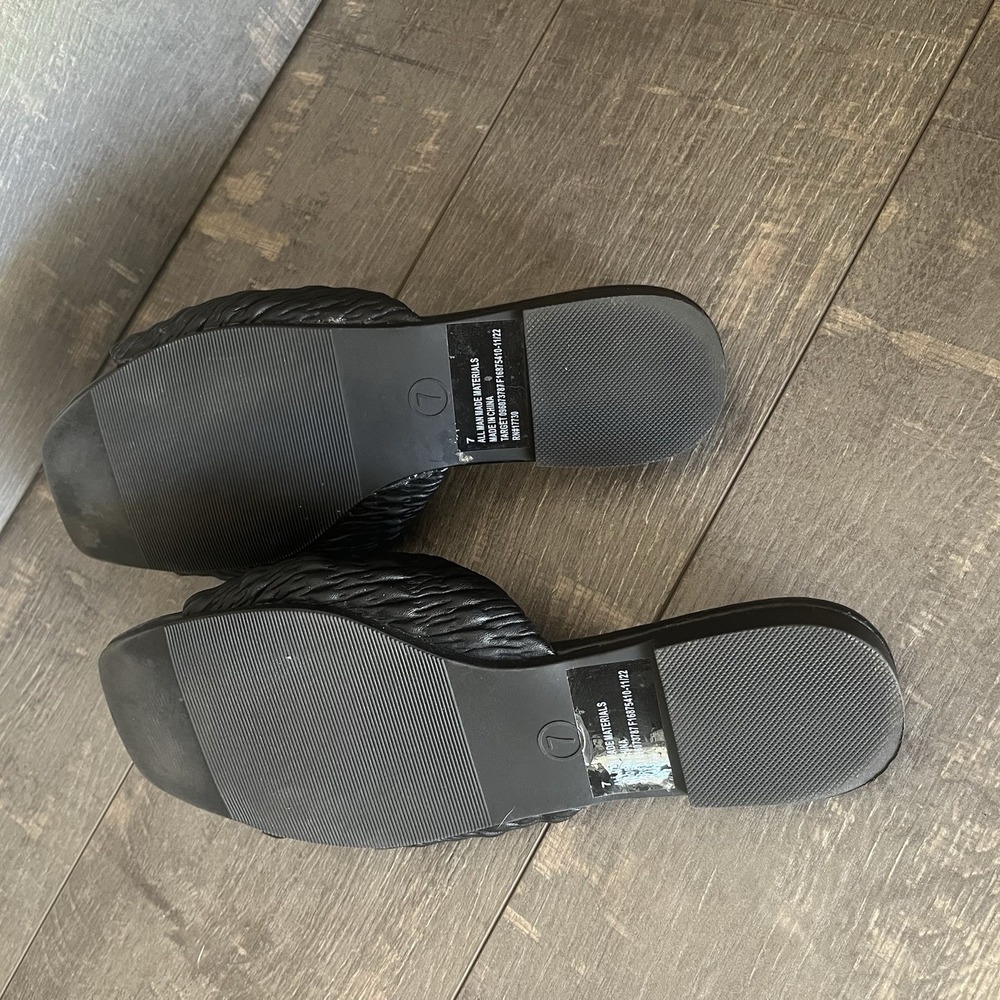 A New Day Black Knot Slide Sandals Womens Size 7 Square Toe Minimalist Comfort - Picture 6 of 9